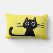 キュートブラック子猫 | 長予測できない頬髯の猫 ランバークッション (裏面)