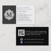 キュートブラック水玉模様ウィズモノグラムガーリーブティック 名刺 (正面/裏面)