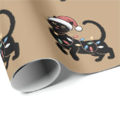 キュートブラック猫好きクリスマスママギフトホリデー ラッピングペーパー (ロールコーナー)