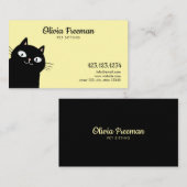 キュートブラック&イエローキャットイラストレーションペットシッター 名刺 (正面/裏面)