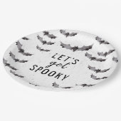 キュートブラック&ホワイトウォーター色こうもりハロウィン不気味イン ペーパープレート (アングル)