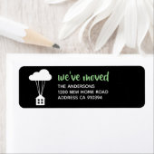 キュートブラック&ホワイトクラウドハウス引っ越しました ラベル (インサイチュ)