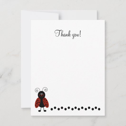 キュートブラック&レッドラディバグフラットサンキューカード ノートカード (正面)