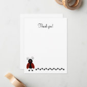 キュートブラック&レッドラディバグフラットサンキューカード ノートカード (正面/裏面インサイチュ)