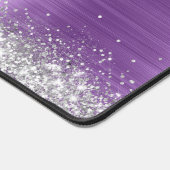 キュートブラッシュパープルフォイルフェイクシルバーグリッター デスクマット (コーナー)