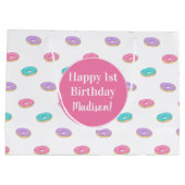 キュートブランディードナッツパターンパーソナライズされた誕生日 ラージペーパーバッグ (裏面)