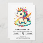 キュートブリスユニコーン誕生日 招待状 (正面/裏面)