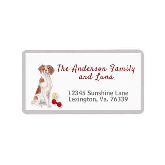 キュートブリタニースパニエル犬トイズホーム差出人住所 ラベル (正面)