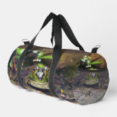 キュートブルカエル顔パーソナライズされた動物 ダッフルバッグ (右コーナー)