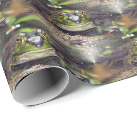 キュートブルカエル顔動物自然パターン ラッピングペーパー (ロールコーナー)