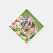 キュートブルドッグハッピーバースデー スタンダードカクテルナプキン (角)
