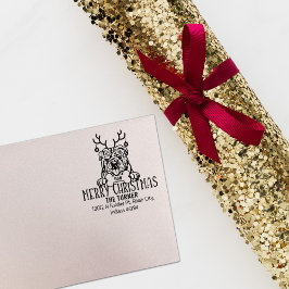 キュートブルドッグメリークリスマス差出人住所 ラバースタンプ