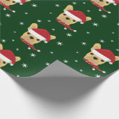 キュートブルドフランスのッグサンタハットラッピング紙 ラッピングペーパー (角)