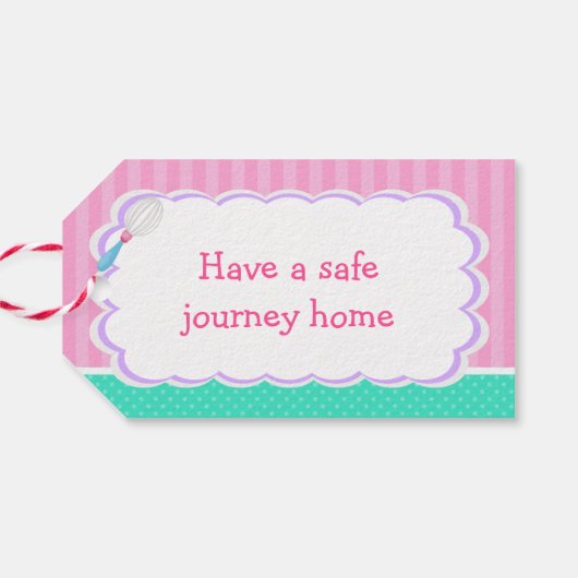 キュートブルネットガールベーキングバースデーパーティー ギフトタグ (裏面横)