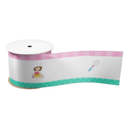 キュートブルネットガールベーキング サテンリボン