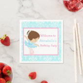 キュートブルネットバレリーナバースデーパーティー スタンダードカクテルナプキン (インサイチュ)