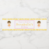 キュートブルネットバレリーナバースデーパーティー ペットボトルラベル (シングルラベル)