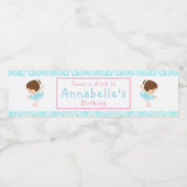 キュートブルネットバレリーナバースデーパーティー ペットボトルラベル (シングルラベル)