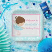 キュートブルネットバレリーナバースデーパーティー ペーパープレート (パーティー)