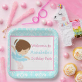 キュートブルネットバレリーナバースデーパーティー ペーパープレート (パーティー)