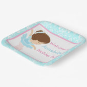 キュートブルネットバレリーナバースデーパーティー ペーパープレート (傾斜あり)