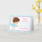 キュートブルネットバレリーナ誕生日カード カード (黄色い花)