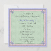 キュートブルネットプリンセスアンドユニコーン誕生日招待状 招待状 (裏面)