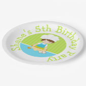 キュートブルネットヘアボーイベーキングバースデーパーティー ペーパープレート (アングル)