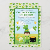 キュートブルネットボーイセントパトリック子供の誕生日 招待状 (正面/裏面)