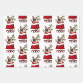 キュートブルフランスのドッグインホリデー抱き枕 ラッピングペーパーシート (正面)