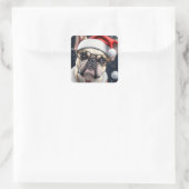 キュートブルフランスのドッグサンタクリスマスホリデーデザイン スクエアシール (バッグ)