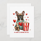 キュートブルフランスのドッグバレンタインデーハート エンクロージャーカード (正面/裏面)