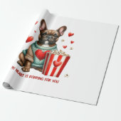 キュートブルフランスのドッグバレンタインデーハート ラッピングペーパー (アンロールド)