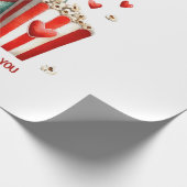 キュートブルフランスのドッグバレンタインデーハート ラッピングペーパー (角)