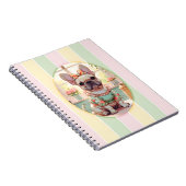 キュートブルフランスのドッグパステルラインズコテージコア ノートブック (右側)