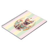 キュートブルフランスのドッグパステルラインズコテージコア ノートブック (左側)