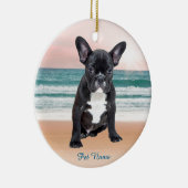 キュートブルフランスのドッグビーチサンウォーター セラミックオーナメント (右)