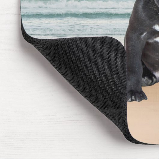 キュートブルフランスのドッグビーチサンウォーター マウスパッド (コーナー)