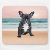 キュートブルフランスのドッグビーチサンウォーター マウスパッド (正面)