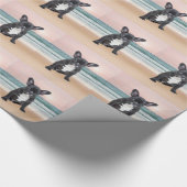 キュートブルフランスのドッグビーチサンウォーター ラッピングペーパー (角)