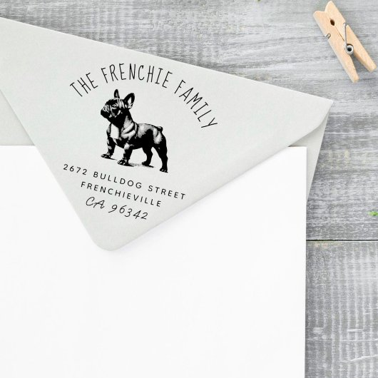 キュートブルフランスのドッグファミリー名差出人住所 ラバースタンプ