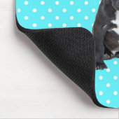 キュートブルフランスのドッグブルー水玉模様マウスパッド マウスパッド (コーナー)