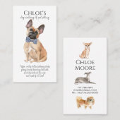 キュートブルフランスのドッグペットシッタードッグウォーカー 名刺 (正面/裏面)