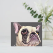 キュートブルフランスのドッグホリデーカード シーズンポストカード (スタンド正面)