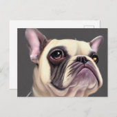 キュートブルフランスのドッグホリデーカード シーズンポストカード (正面/裏面)