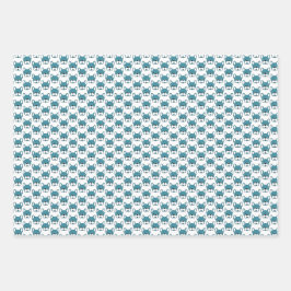 キュートブルフランスのドッグポートレートデザインティール（緑がかった色） ラッピングペーパーシート