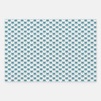 キュートブルフランスのドッグポートレートデザインティール（緑がかった色） ラッピングペーパーシート