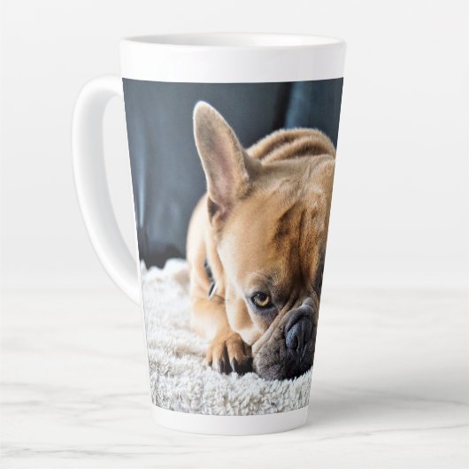 キュートブルフランスのドッグラテマグ カフェラテマグ (左アングル)