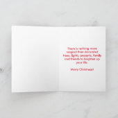 キュートブルフランスのドッグレッドクリスマスツリーベルリース シーズンカード (内部)