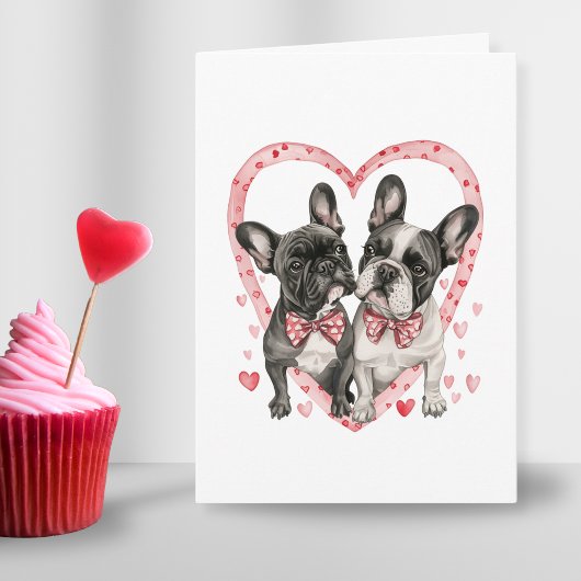 キュートブルフランスのドッグヴァレンティーンズデイラブ引用文 シーズンカード